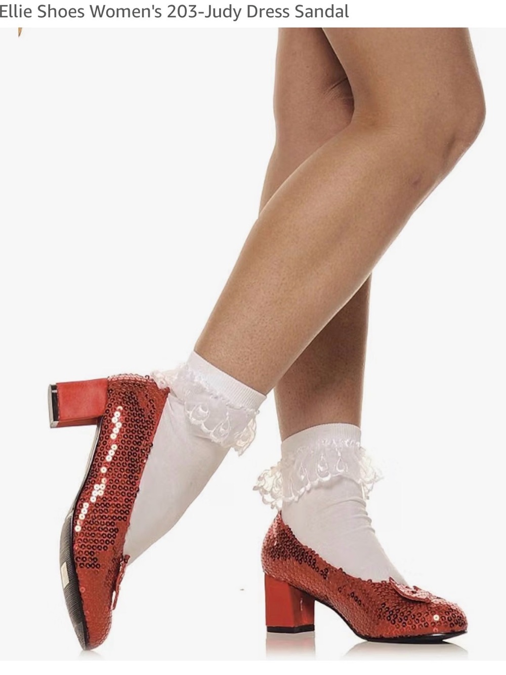 Ellie Shoes Red Sequin Block Heel Dress Sandal